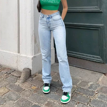 High Waisted Straight Jeans Damen